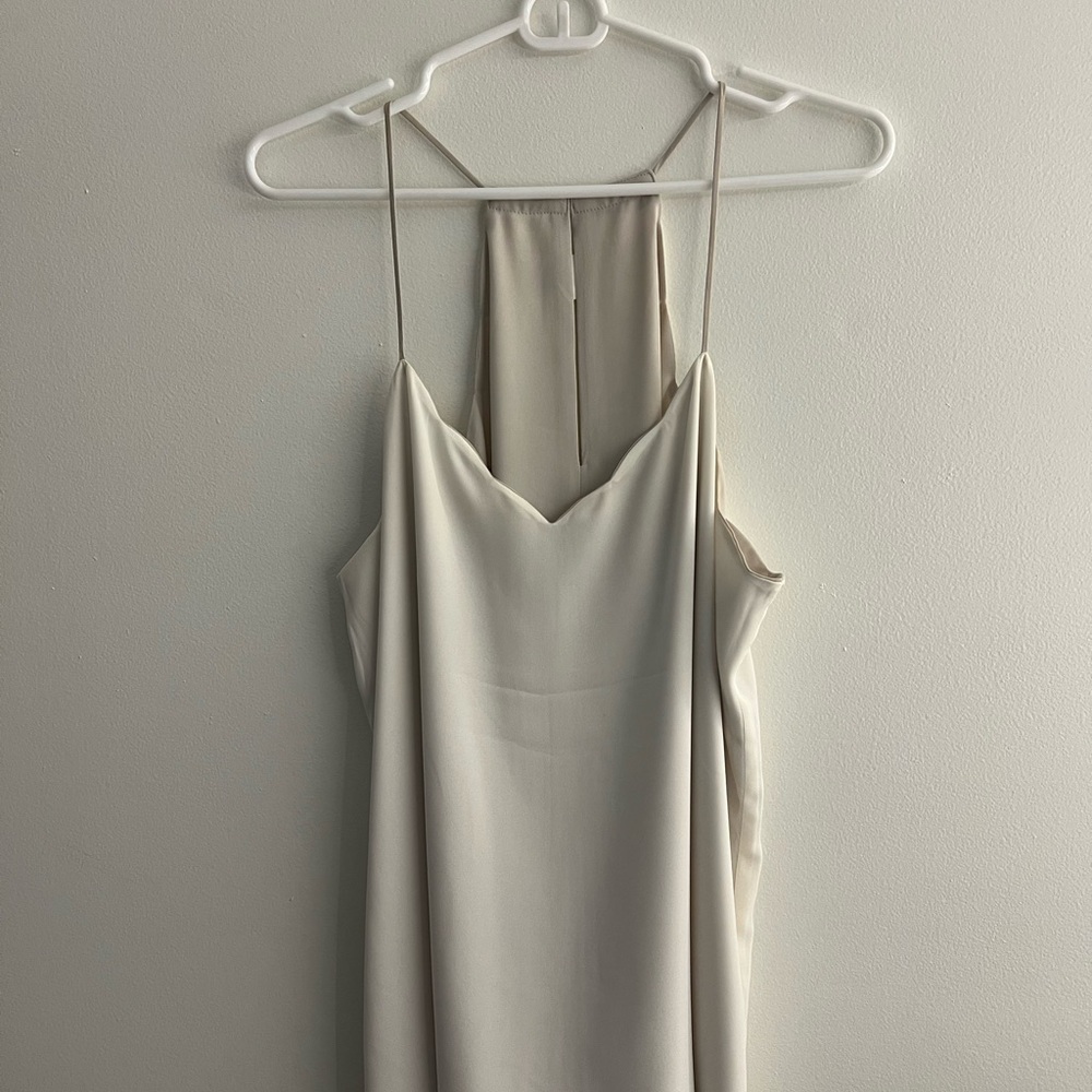 Express Cream Spaghetti Strap Cowl Neck Tank